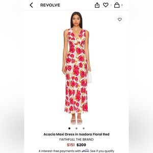 Faithfull the Brand Red and White Sheath Maxi Dress